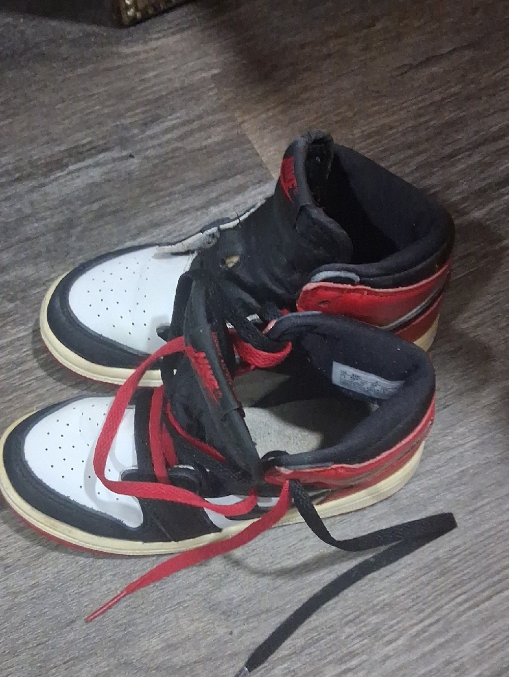 Kids Black, White & Red High-Top Sneakers